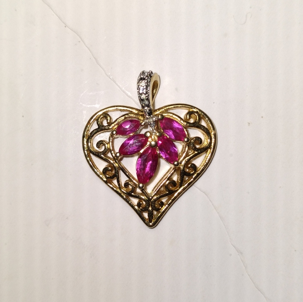 Vintage PAJ Gold Plate Signed Heart Pendant